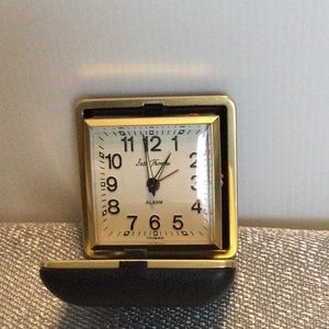 Vintage-Style Gold Travel Alarm Clock - Black Case